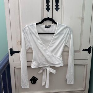 Ribbed white long sleeve